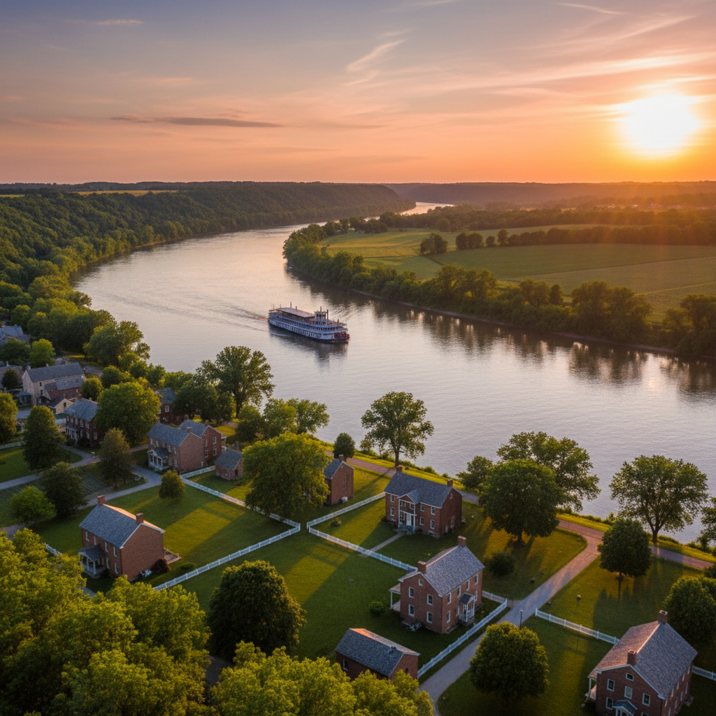 Boating on the Mississippi River near Nauvoo Illinois