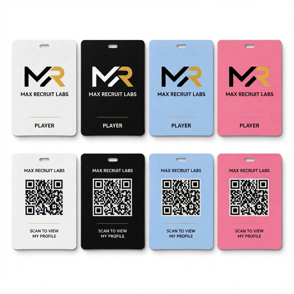 Max Recruit Labs Bag Tags — all four colorways, front and back