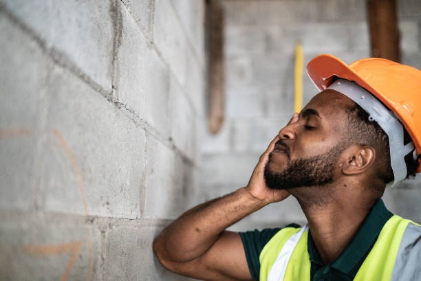 Worried construction worker