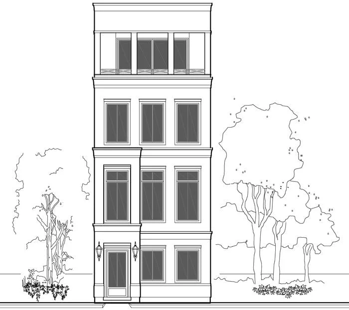 City-Room Townhome front elevation line drawing