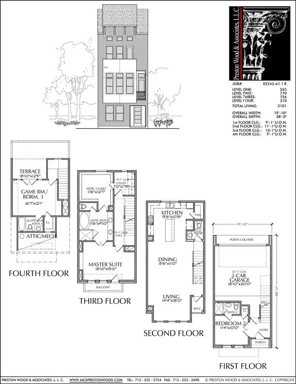 E2243 Row Townhome plan sheet