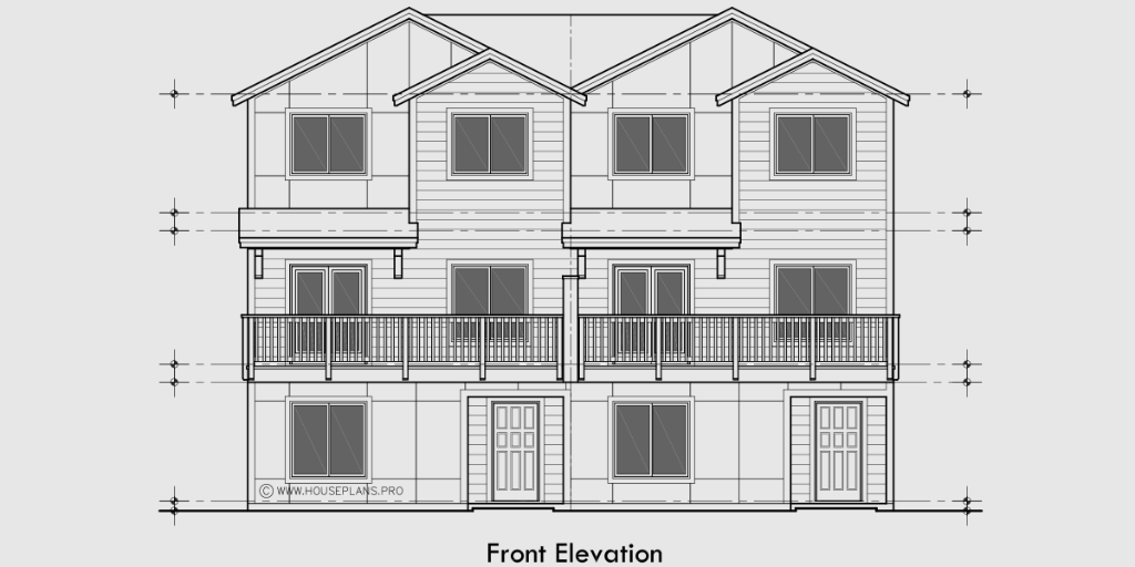 MacGregor Grove — fourplex front elevation blueprint