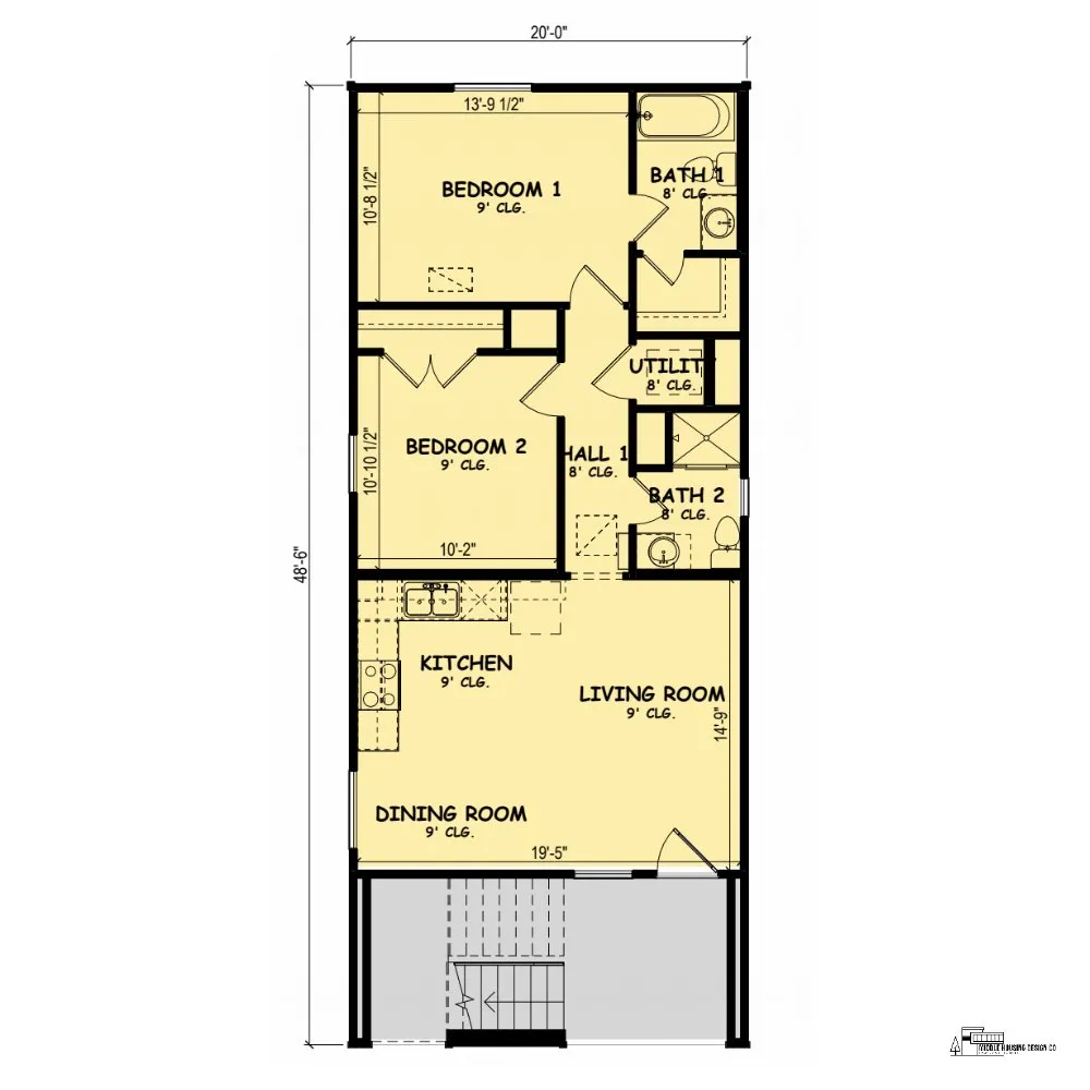 Plan #22377 lower unit floor plan