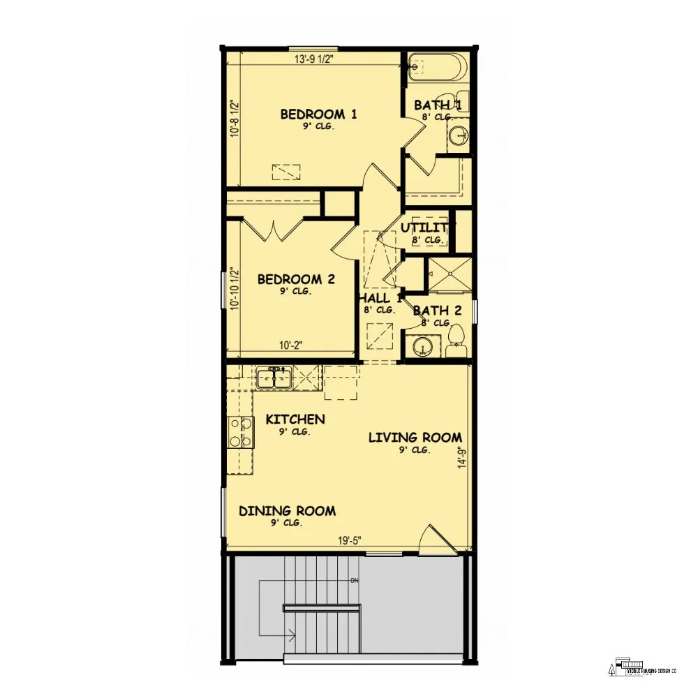 Plan #22377 upper unit floor plan