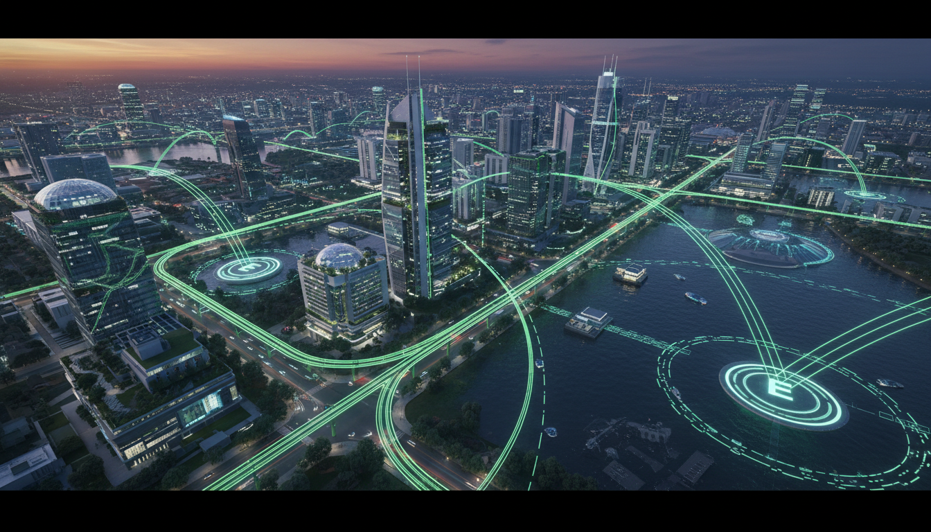 Lagos cityscape with energy lines