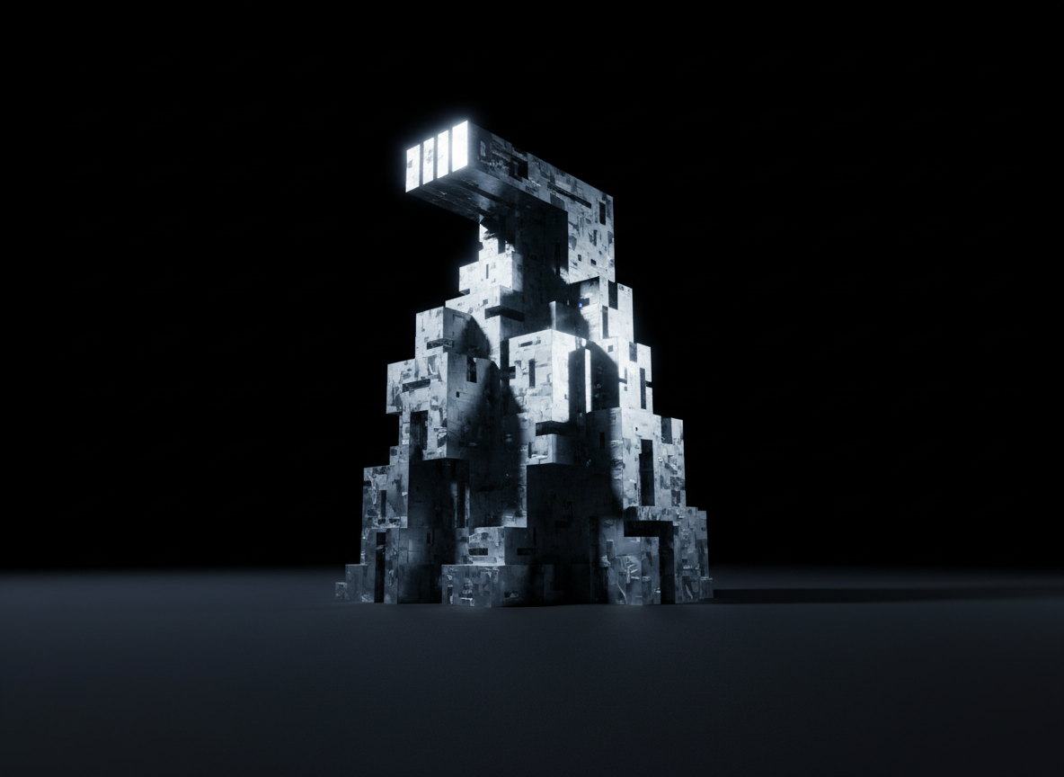 Abstract brutalist digital monument