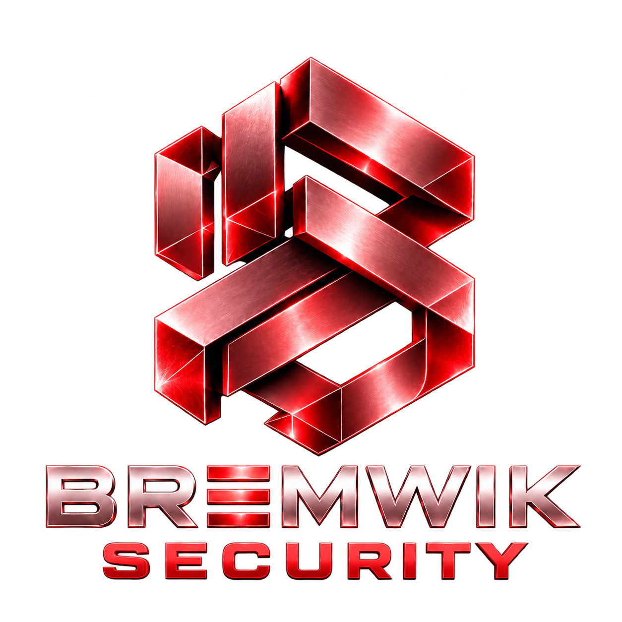 Metallic red BREMWIK SECURITY emblem and wordmark