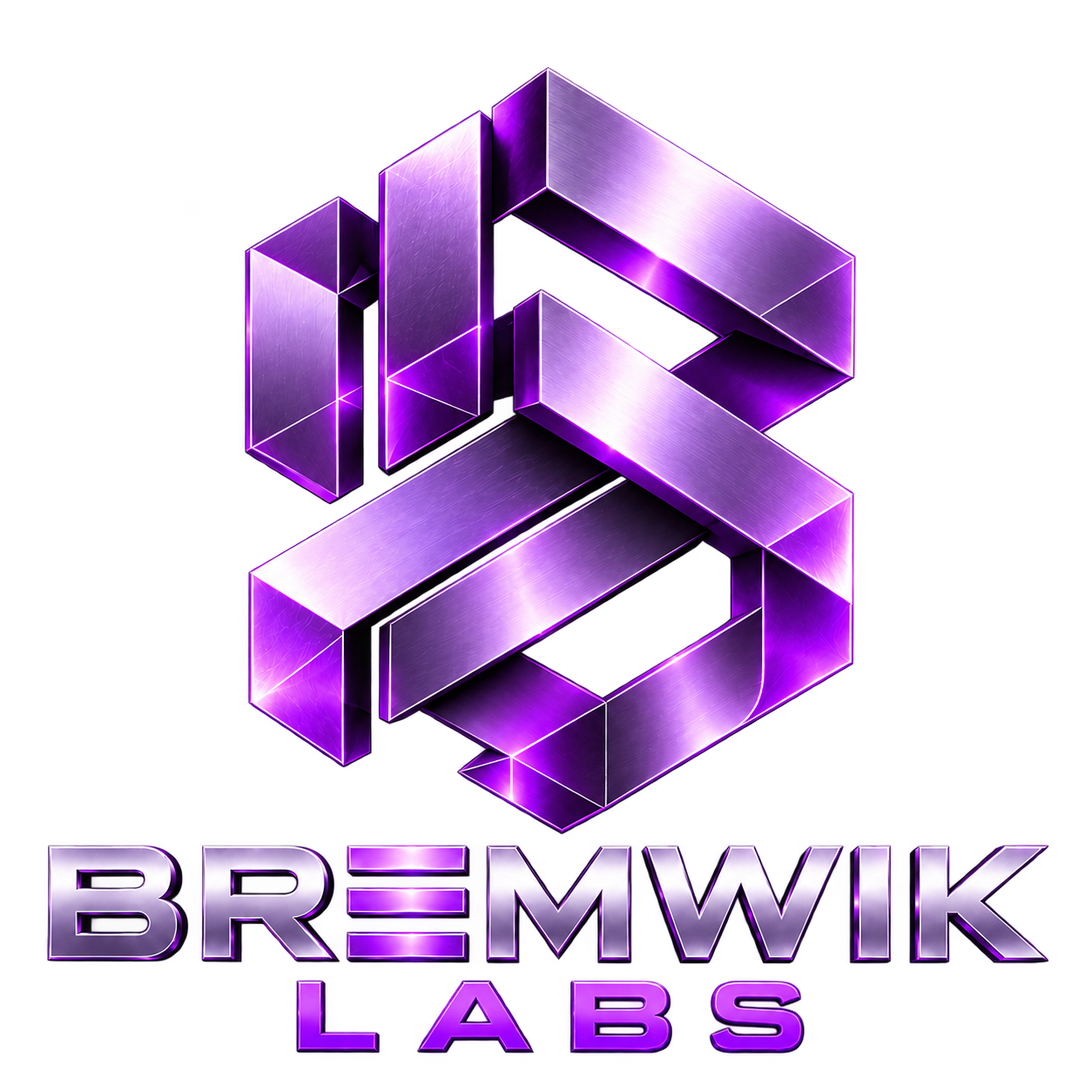 Purple metallic BREMWIK LABS emblem
