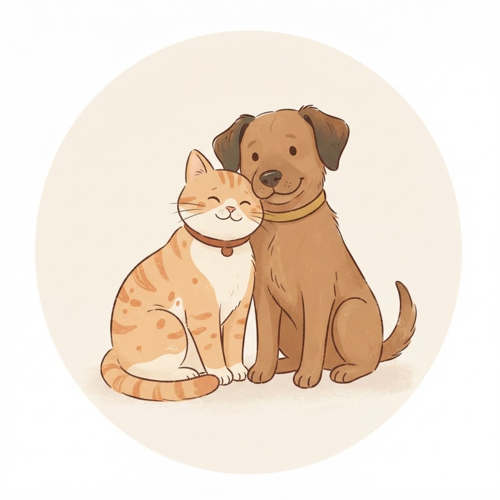 A cat and dog together