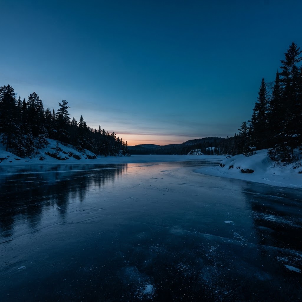Frozen lake morning