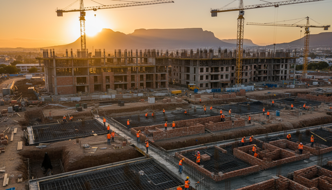 Construction site with contractors