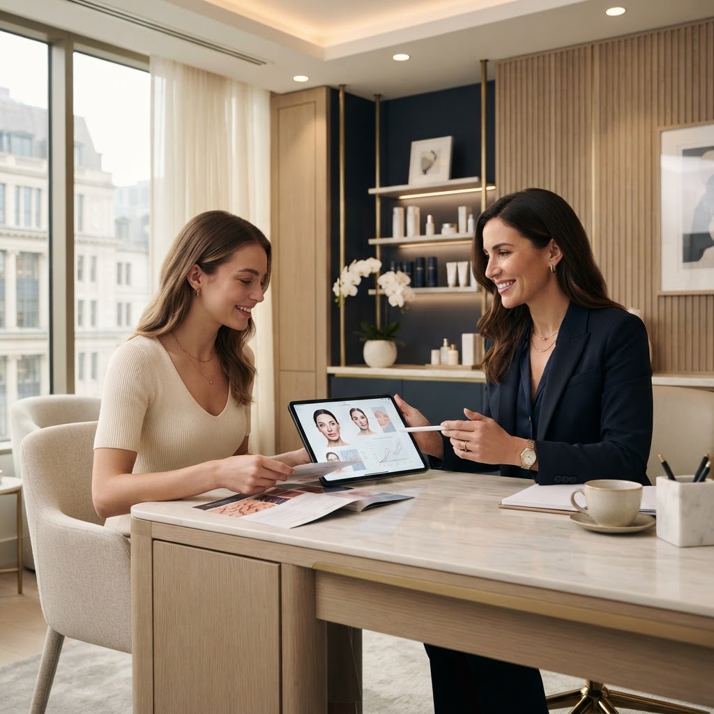 Medspa consultation focused on patient education and treatment planning