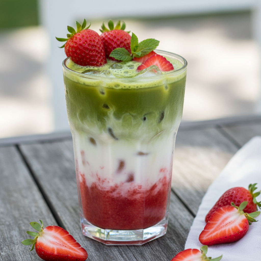 Iced Matcha Strawberry Latte