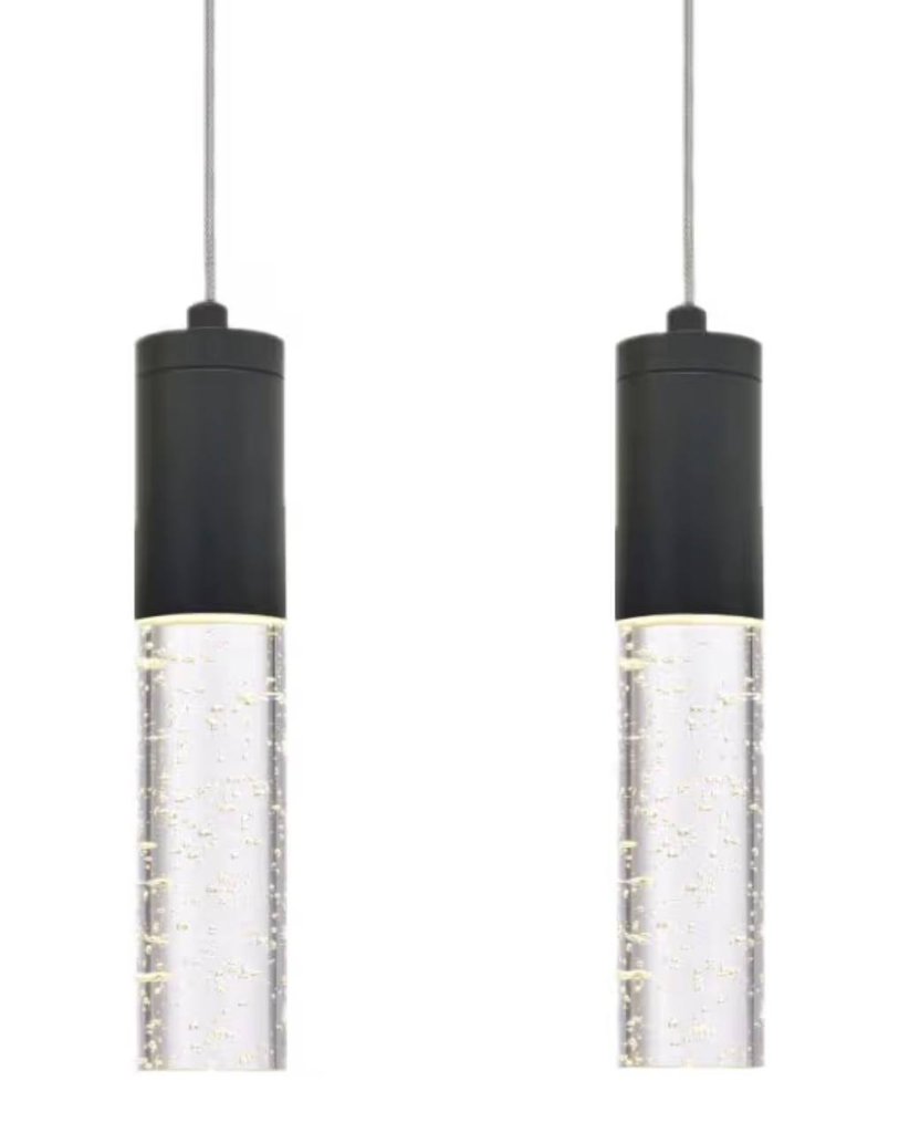 Matte black bubble glass pendant lights