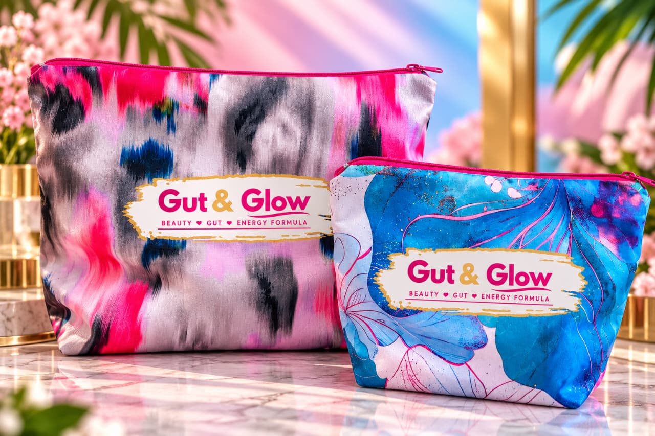 Gut & Glow free makeup bag and travel size bag