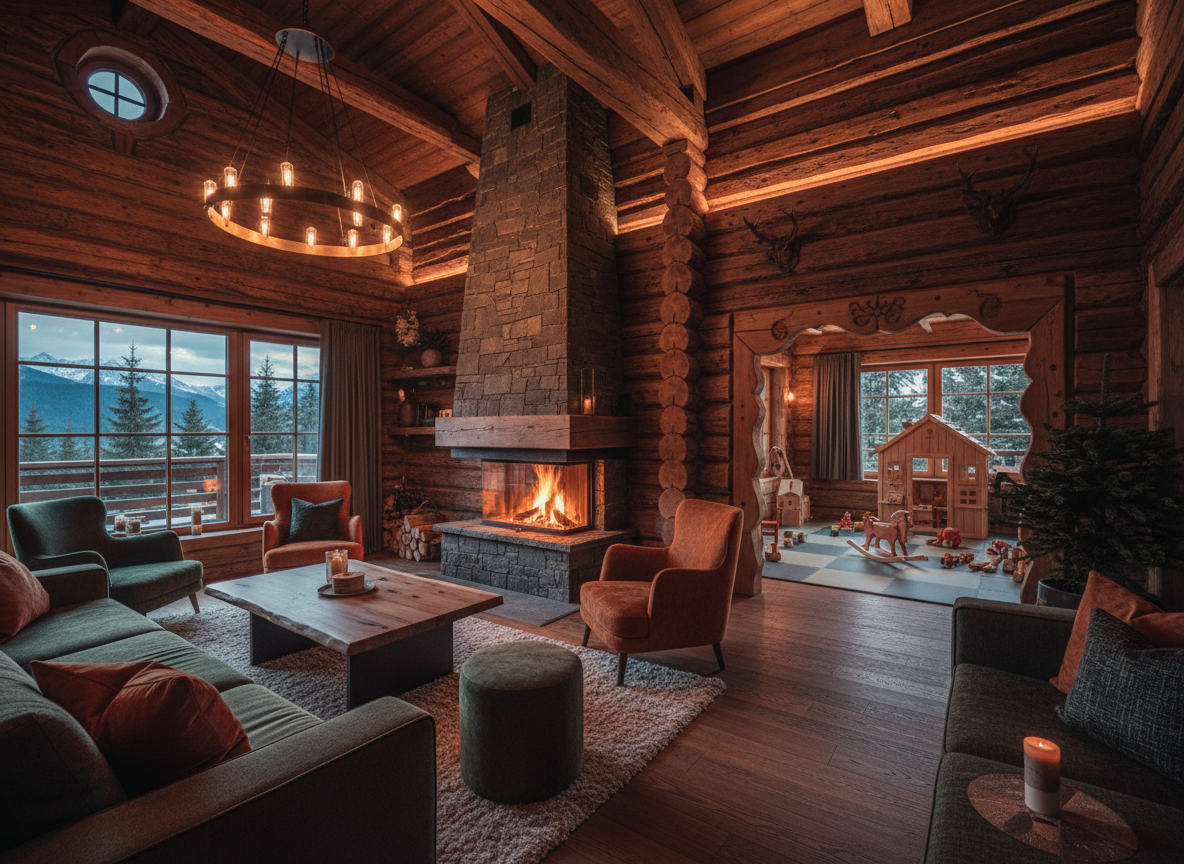 Mountain lodge shared lounge