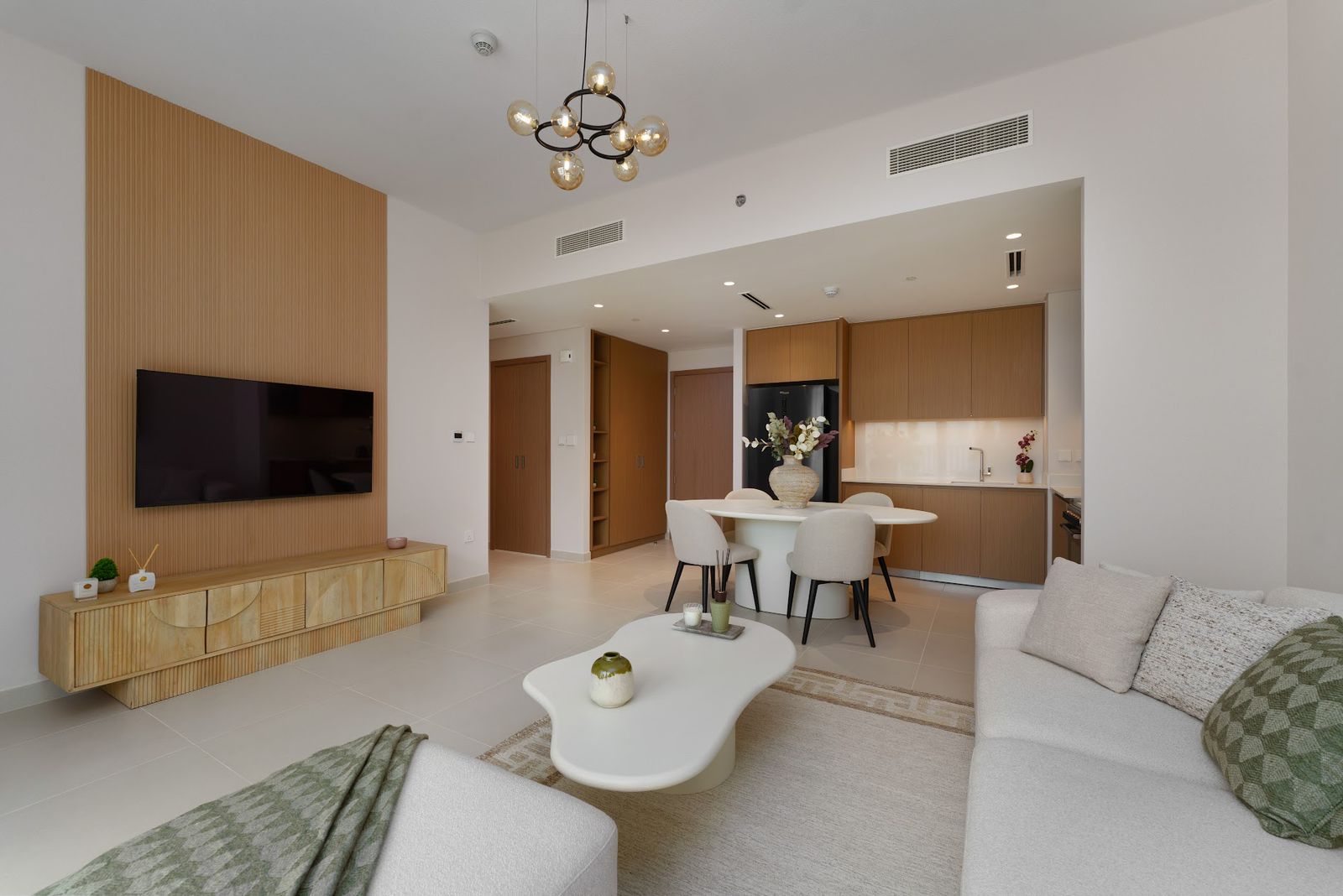 Open plan living, dining and kitchen