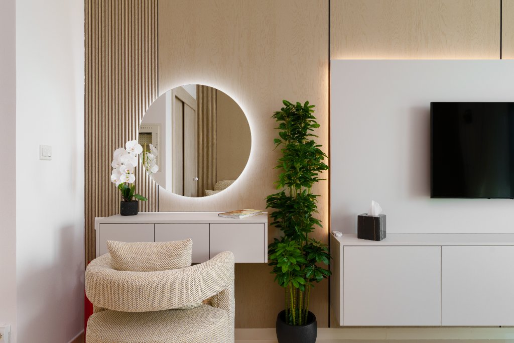 Vanity mirror and TV console