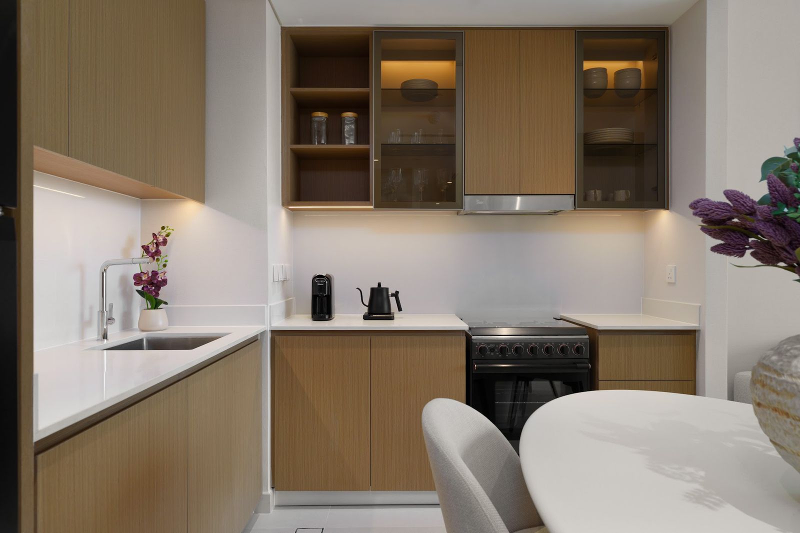 Kitchen with stove and hood