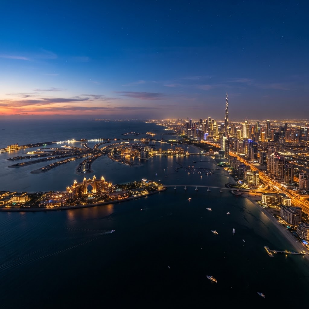 Dubai skyline at twilight
