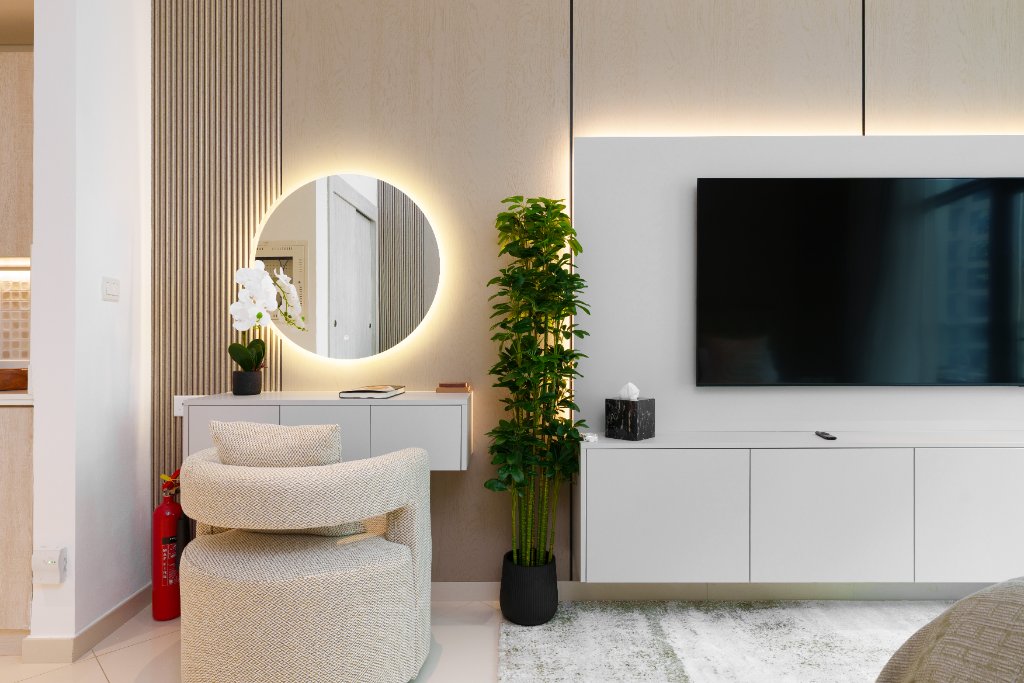 Vanity mirror and TV console
