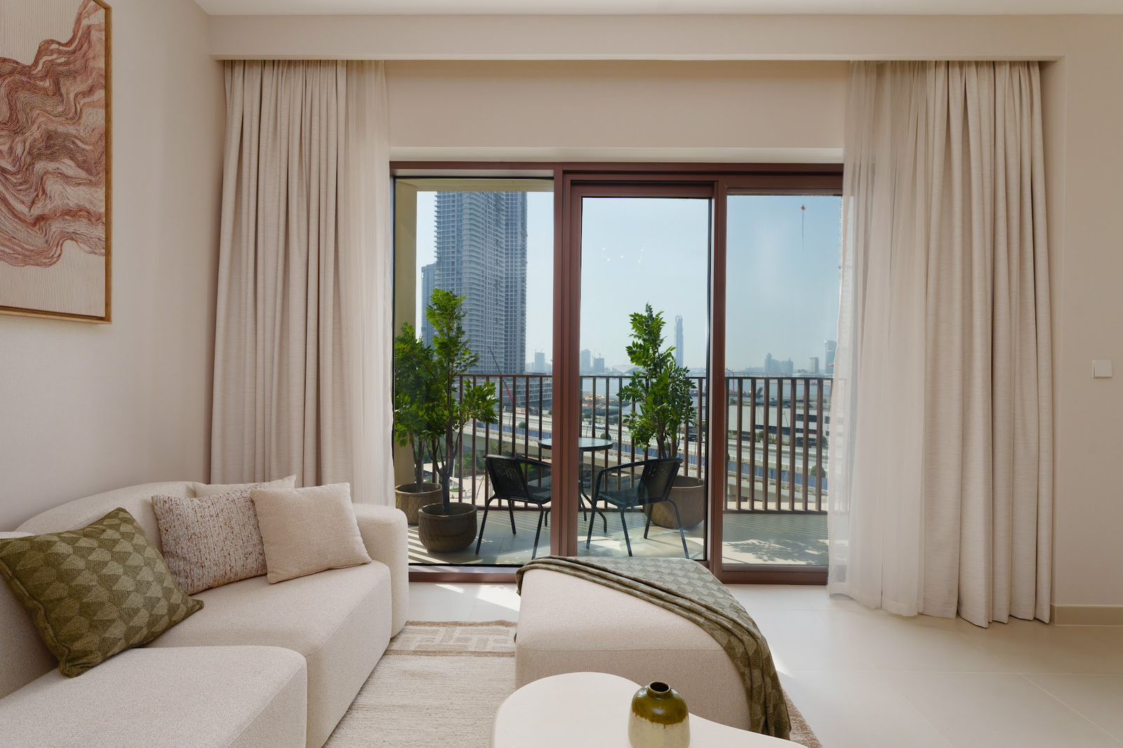 Living area opening to balcony