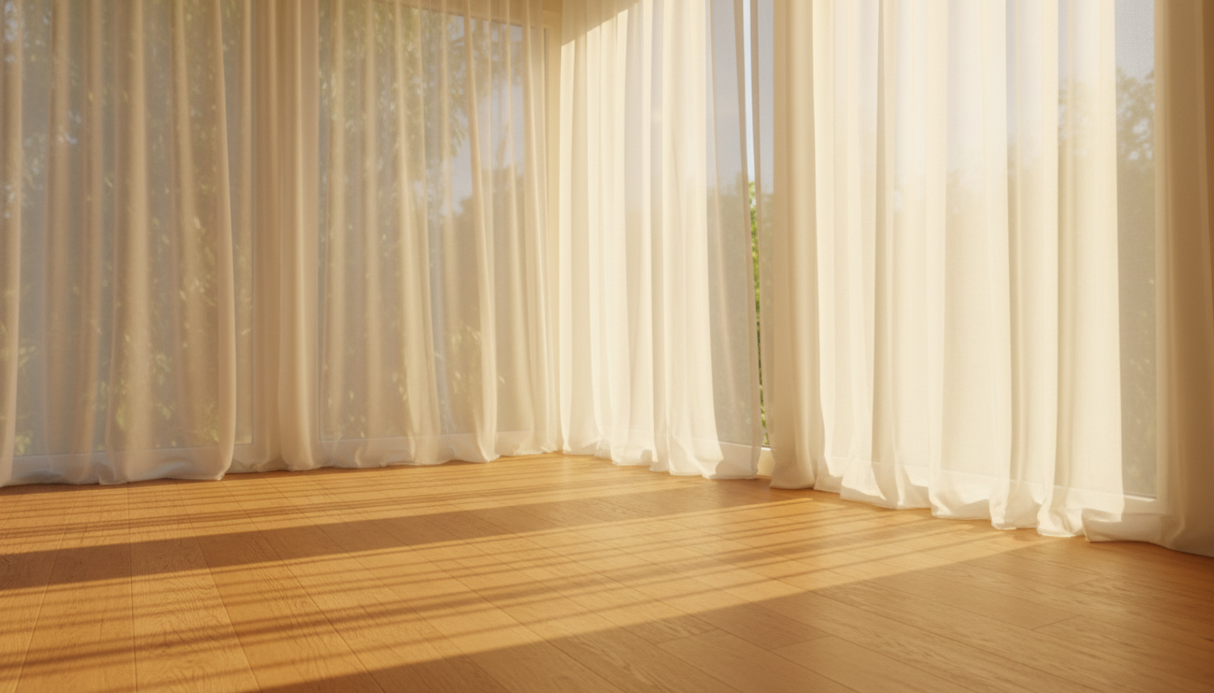 Golden light on oak floor