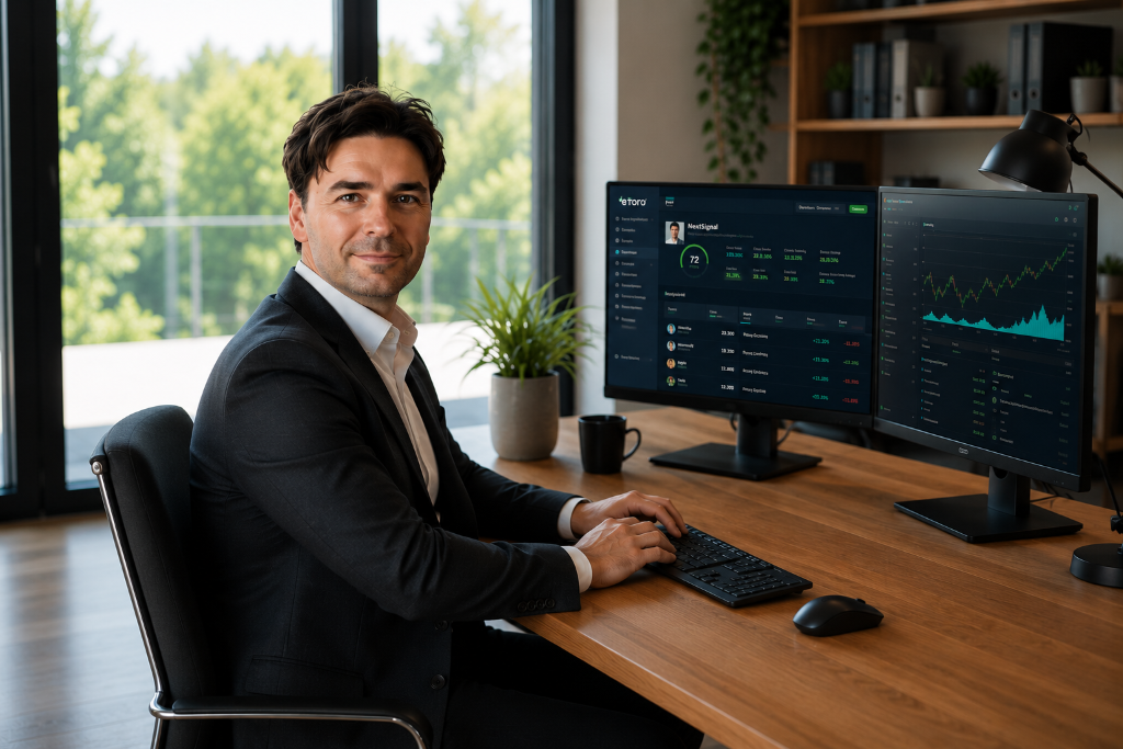 NextSignal Betreiber am Schreibtisch