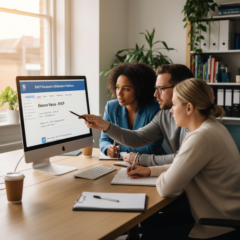 Multi-agency professionals collaborating online on EHCP documents