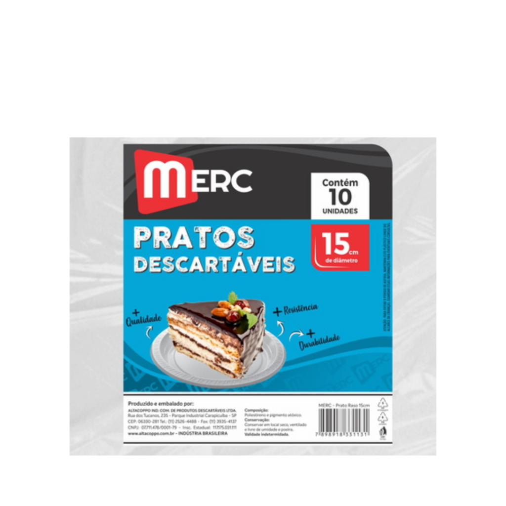 Pratos Descartáveis MERC 15CM 10UN