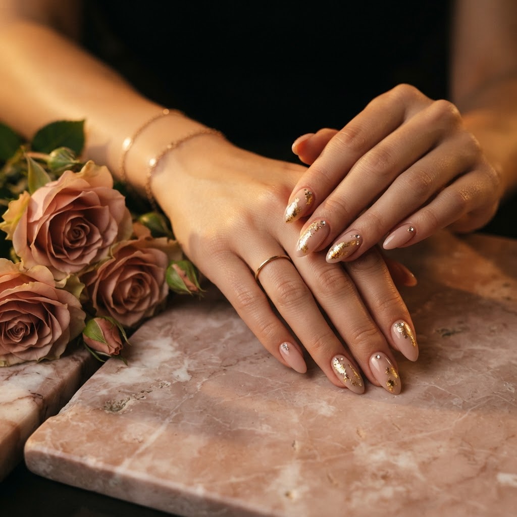Luxury manicure with gold accents