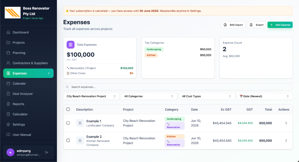 GST-Aware Expense Tracking