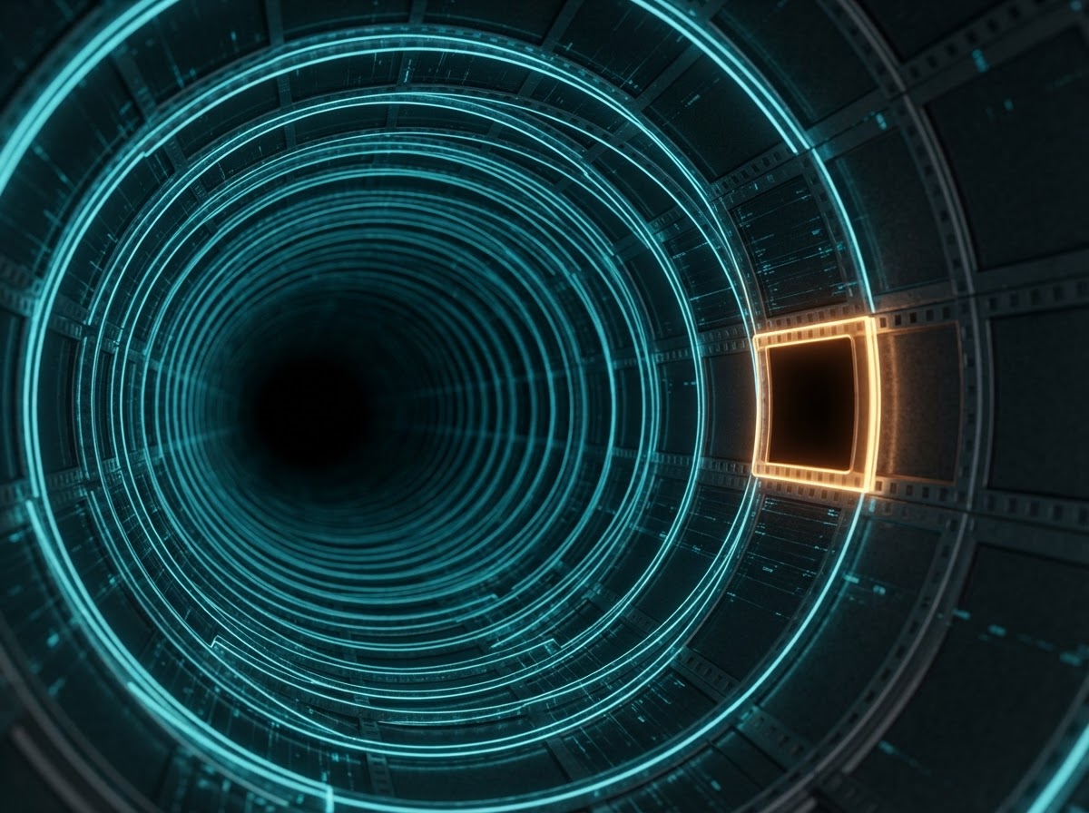 Repeating video frames receding in a loop