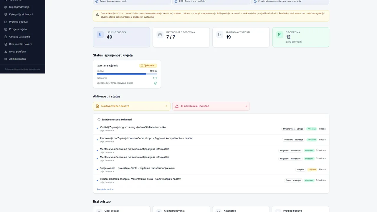 EduPortfolio - Napredovanje template preview