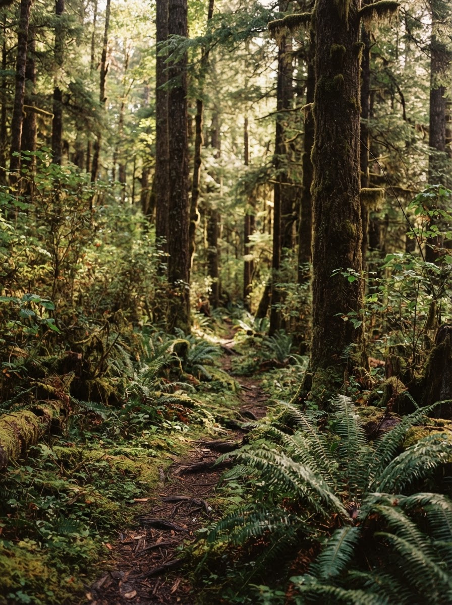 Sunlight filtering through a forest