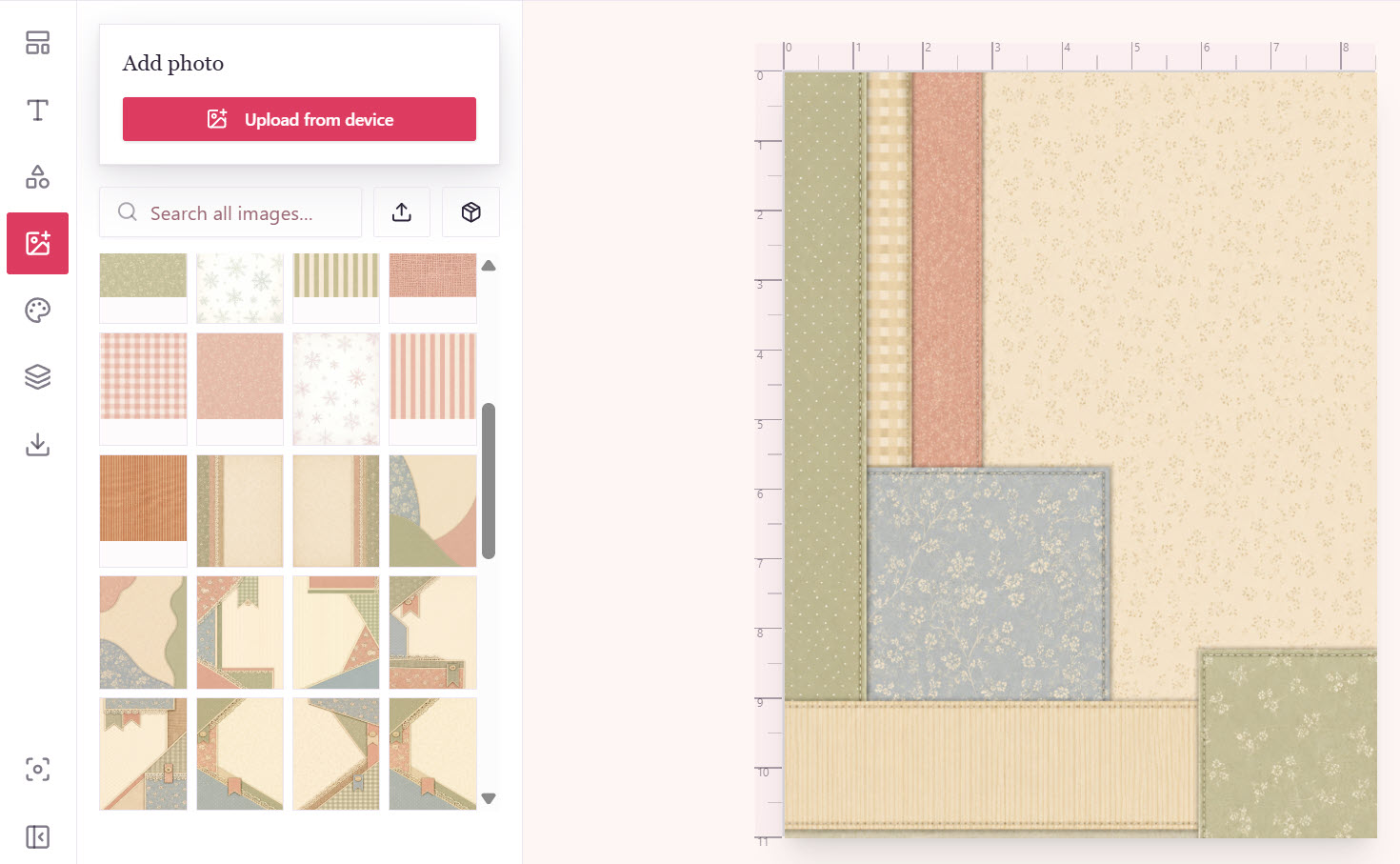 Library of pre-designed scrapbook starter pages