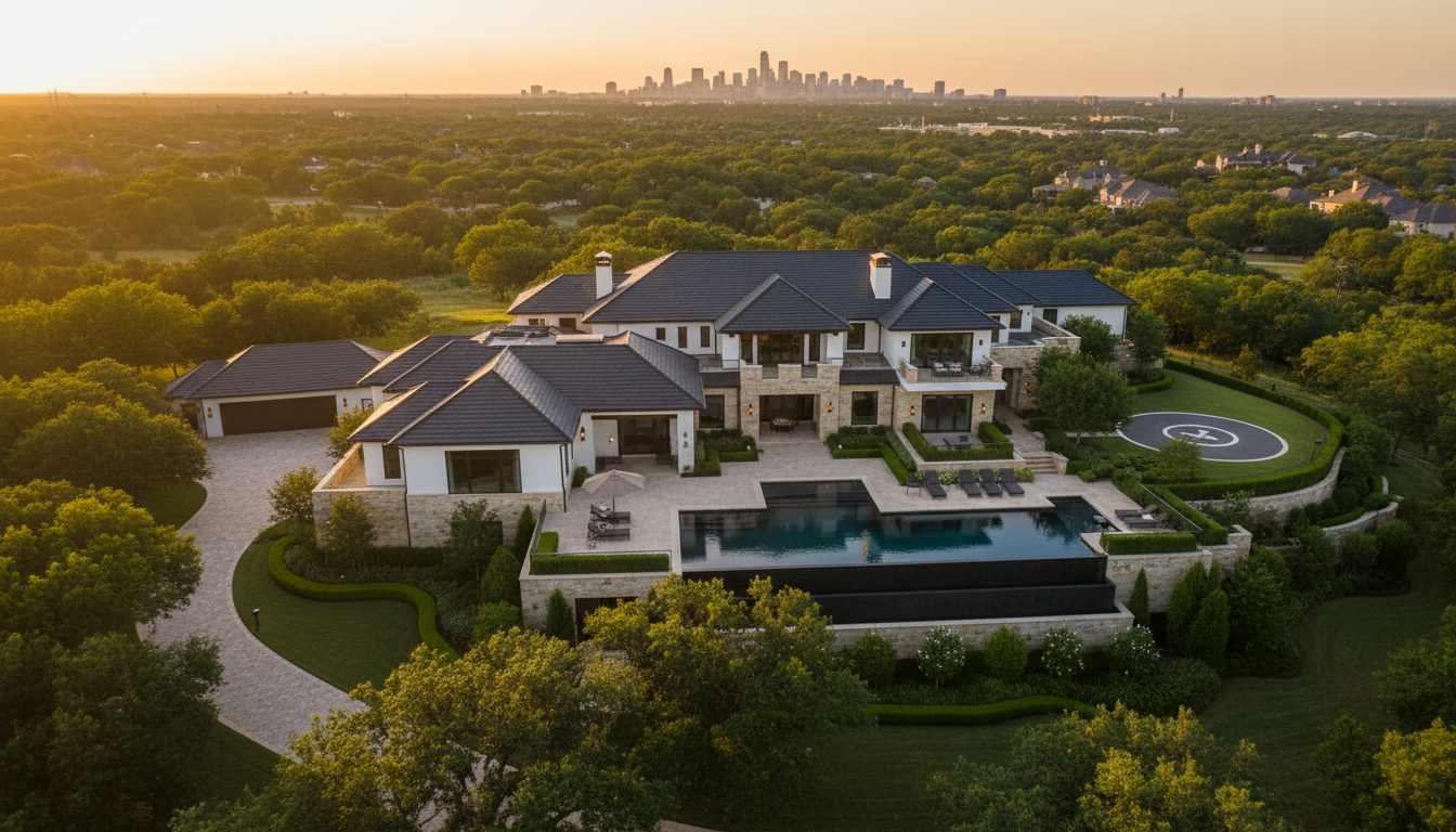 Luxury roofing aerial view
