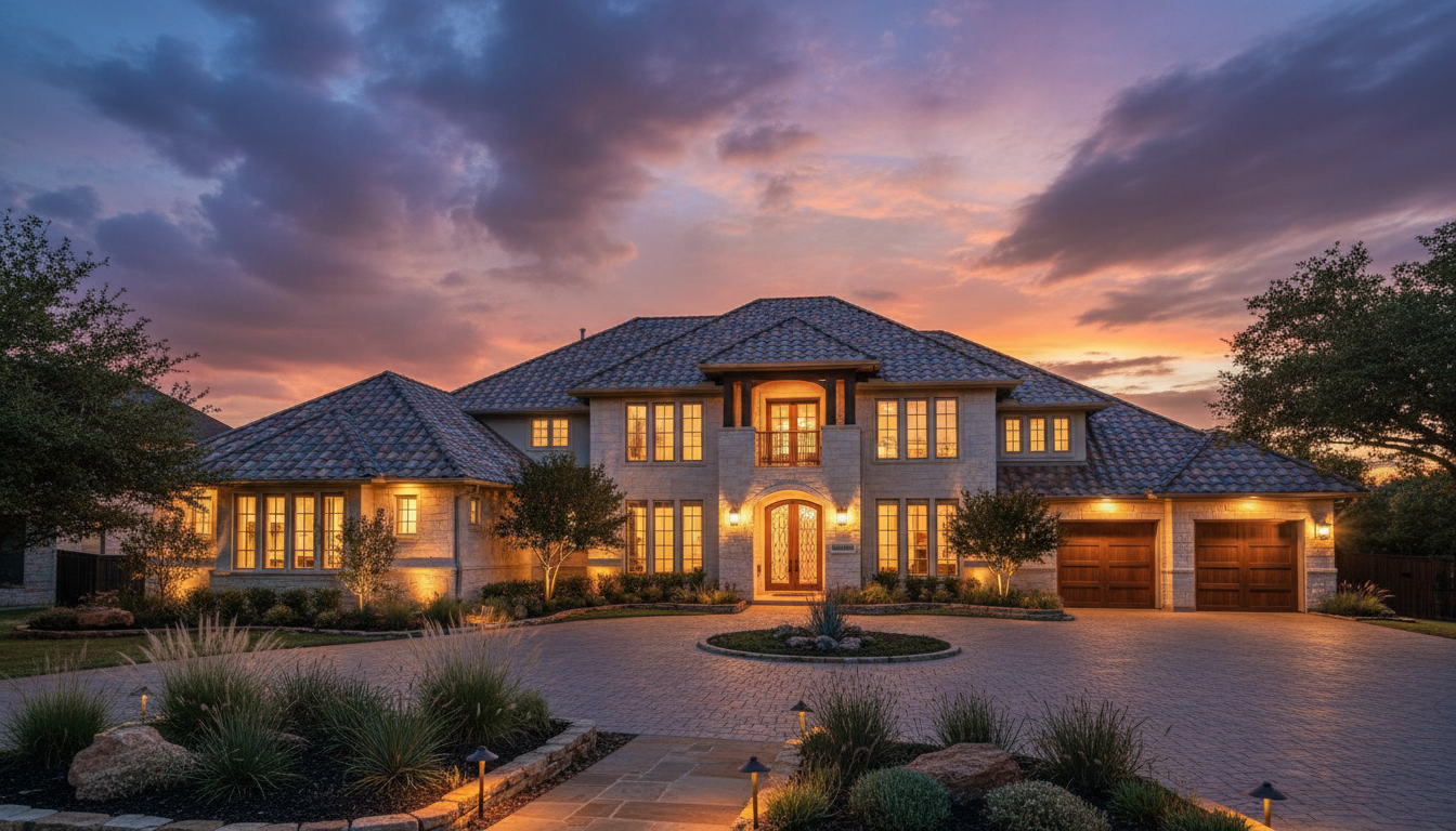 Luxury home at dusk