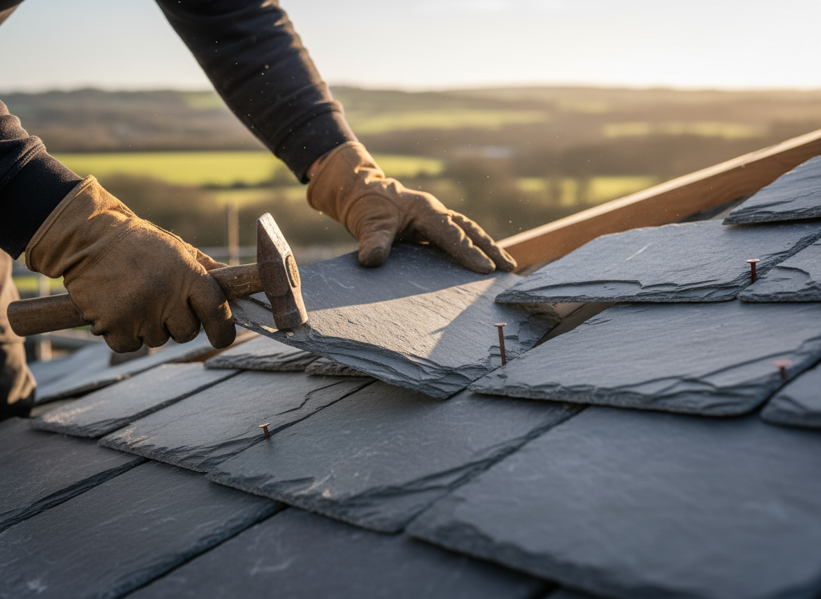 Premium slate roofing installation