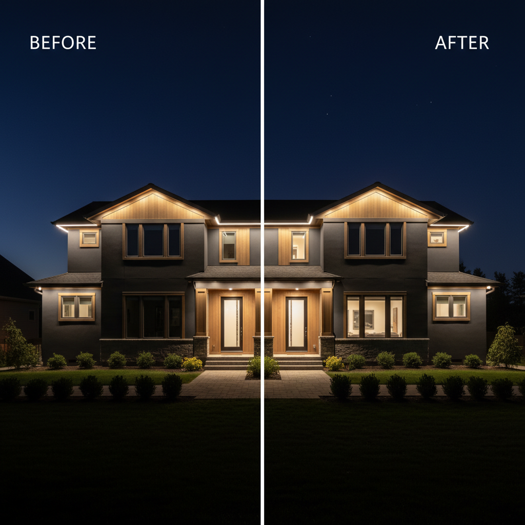 House after permanent LED lighting installation