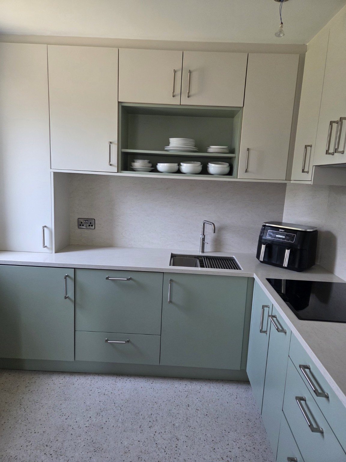 Bunratty Green and Skimming Stone fitted kitchen designed for comfortable everyday use.