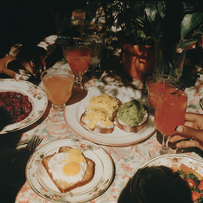 Outdoor breakfast scene