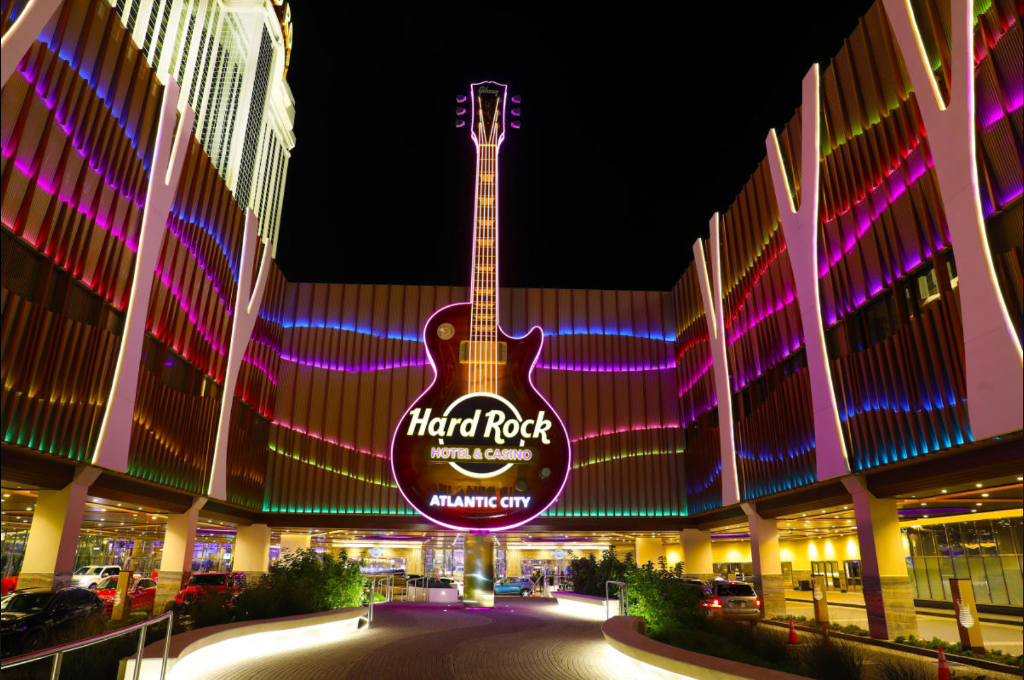Hard Rock Hotel & Casino Atlantic City exterior at night