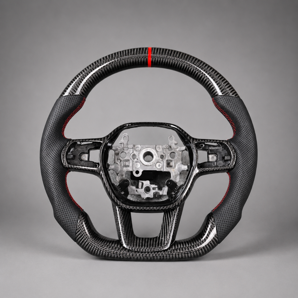 Honda — 3K Twill Carbon + Perforated Leather + Red Stripe