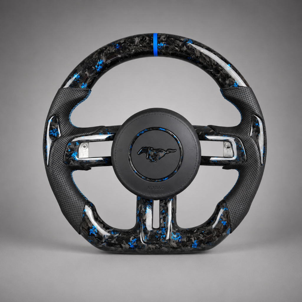 Mustang S550 — Forged Carbon + Blue Flake + Perforated Leather