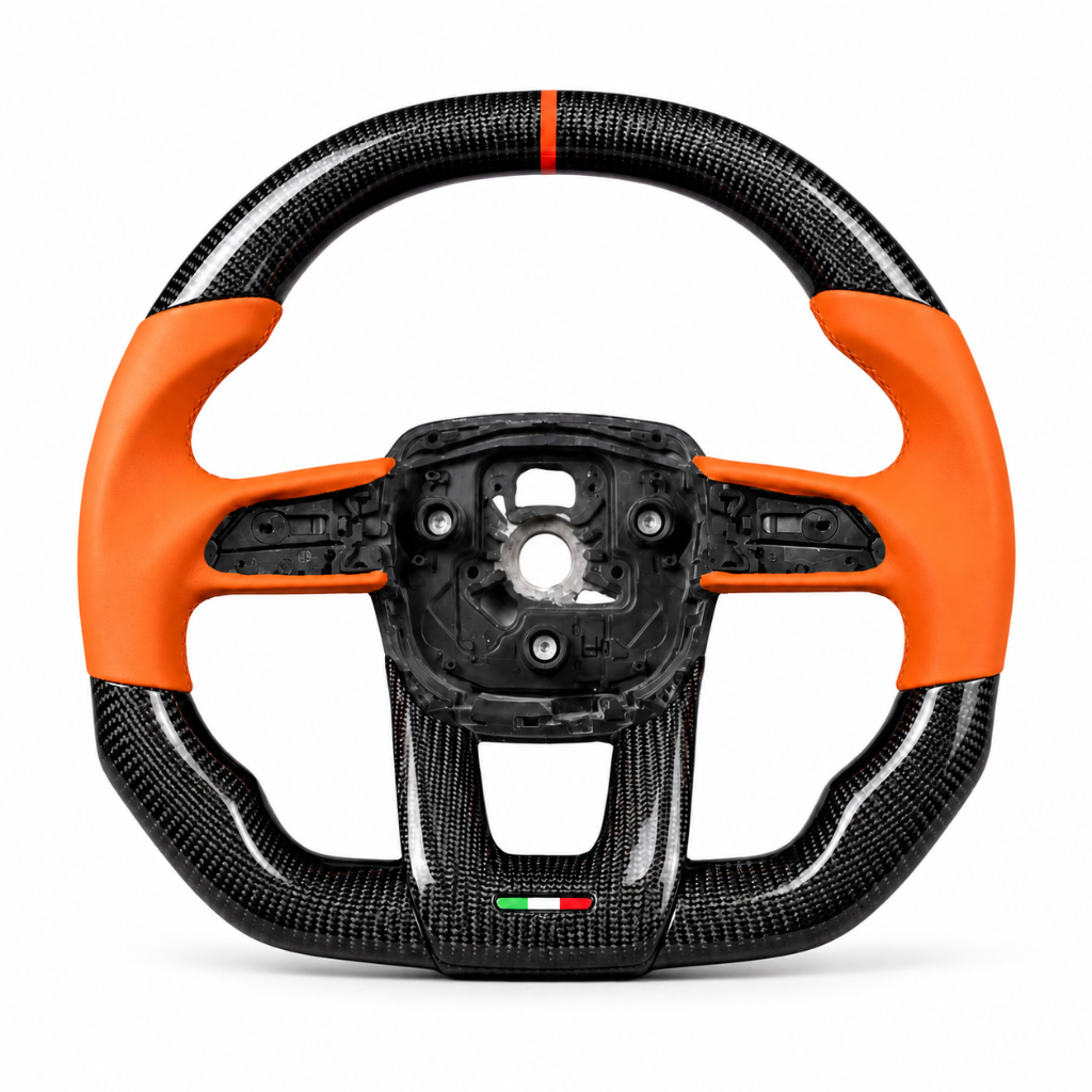 Lamborghini Huracán — Carbon Twill + Orange Leather + Red Stripe