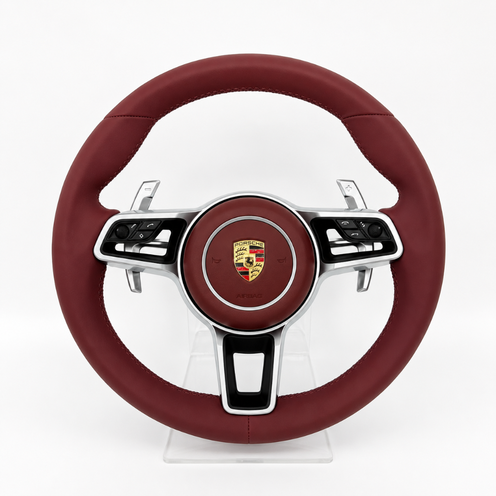 Porsche — Burgundy Leather + Paddle Shifters