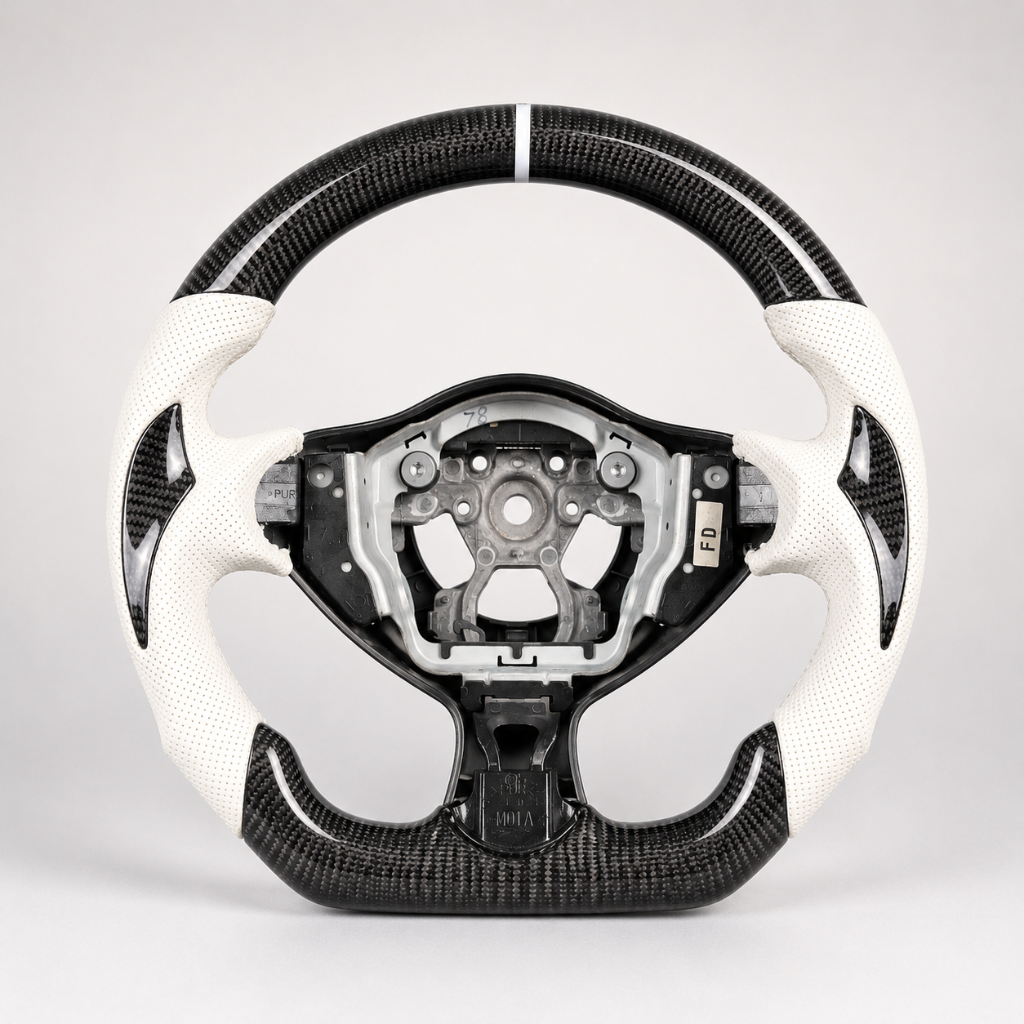 Nissan — Carbon + White Perforated Leather