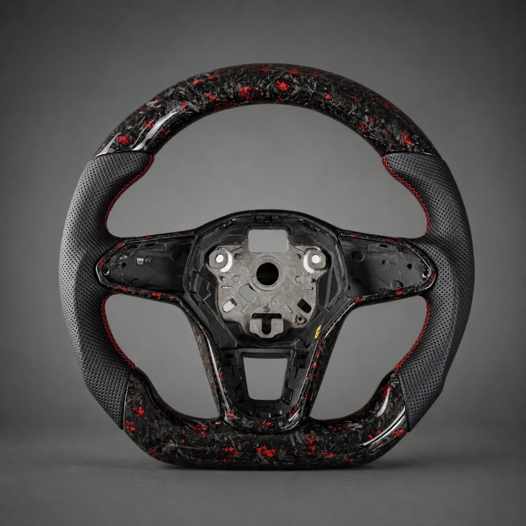 VW — Forged Carbon + Red Accents + Perforated Leather