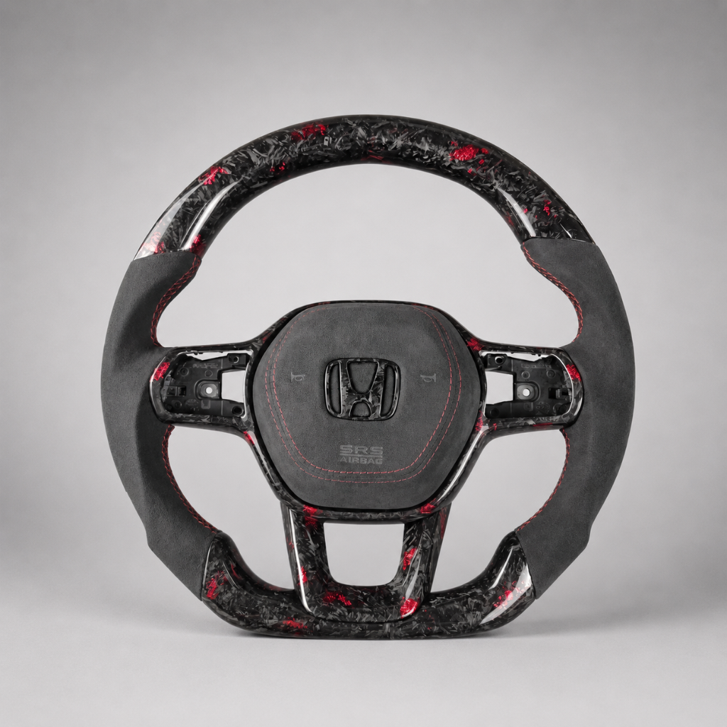 Honda — Forged Carbon Red Flake + Alcantara + Red Stitching